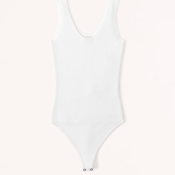 Abercrombie & Fitch White Ribbed Scoop Neck Bodysuit Medium - Picture 2 of 4